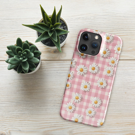 Bloom with Style: White Daisies on Pastel Pink Snap Case for iPhone