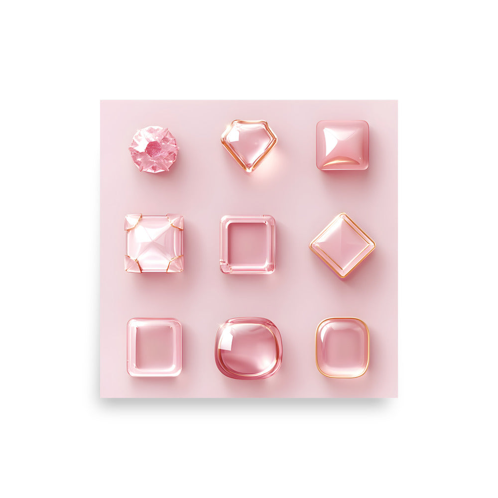 Close-Up of Design: 10x10 Detailed view of the Pink Gemstones on the Aesthetic Poster