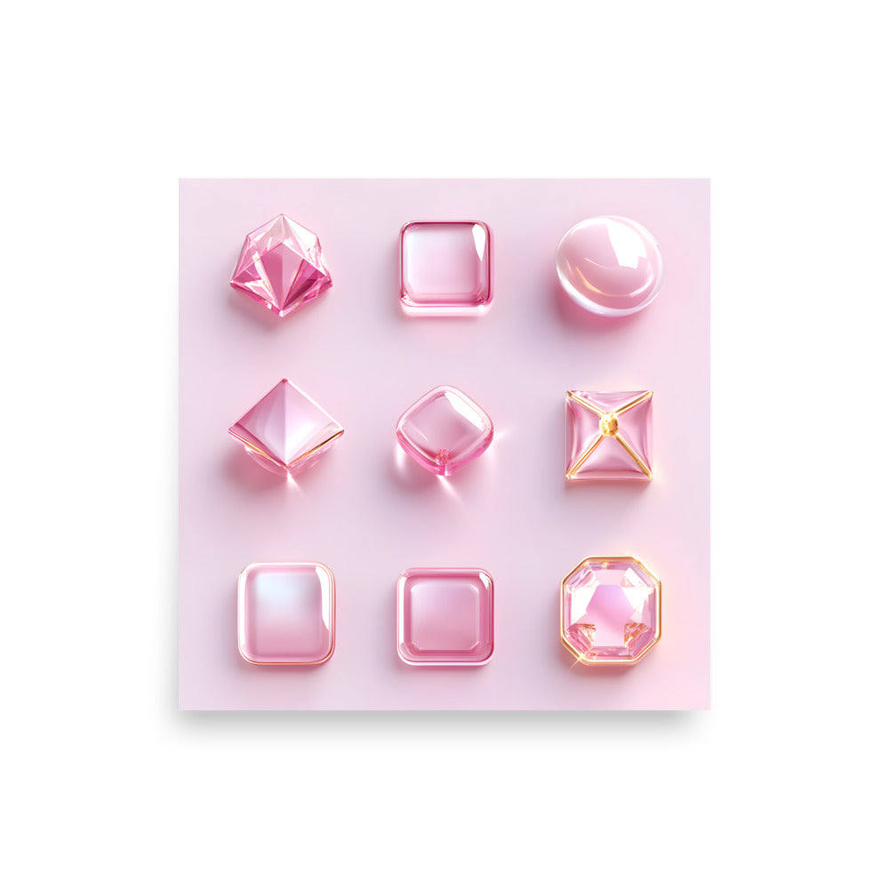 Close-Up of Design: 10x10 Detailed view of the Pink Gemstones on the Aesthetic Poster