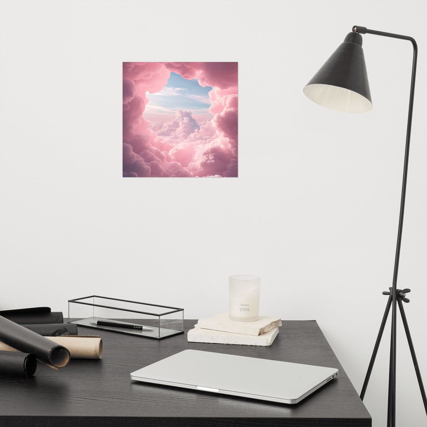 Lifestyle Image: 12x12 Pink Aesthetic Poster hanging on a wall in a stylish room