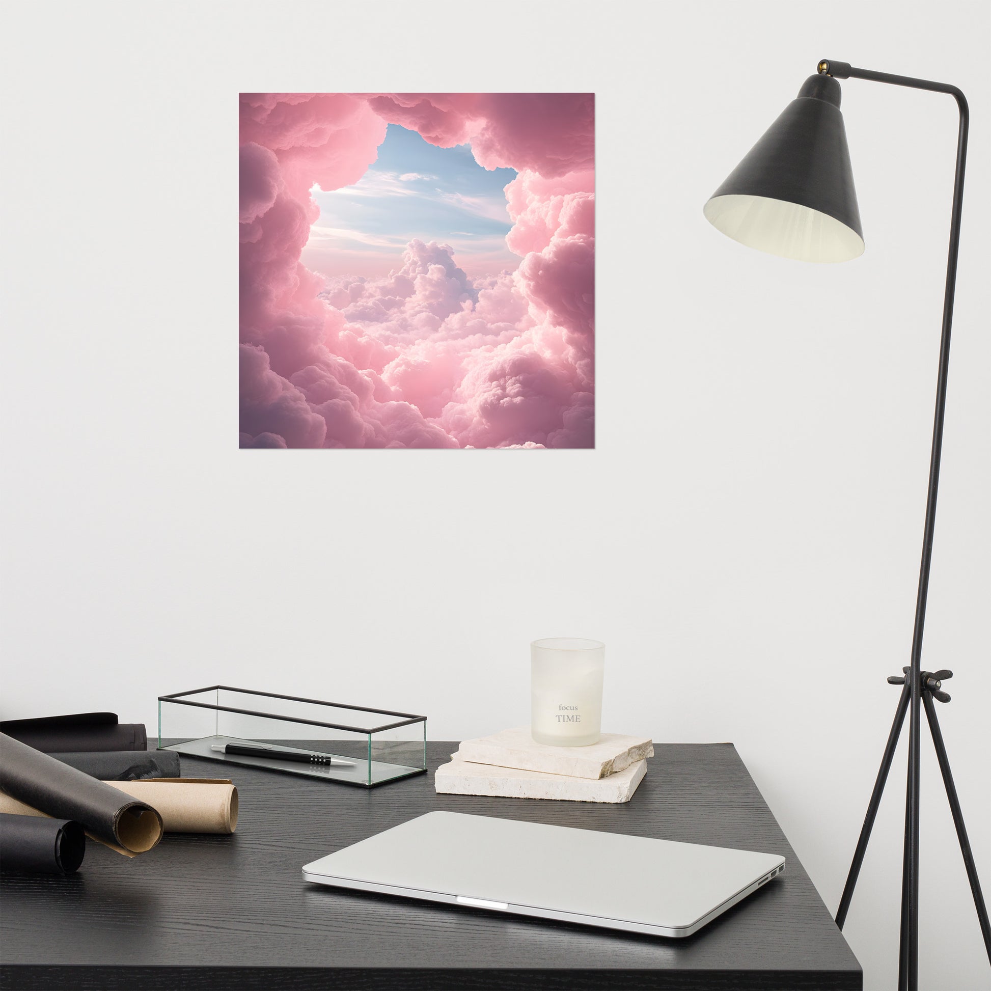 Lifestyle Image: 16x16 Pink Aesthetic Poster hanging on a wall in a stylish room