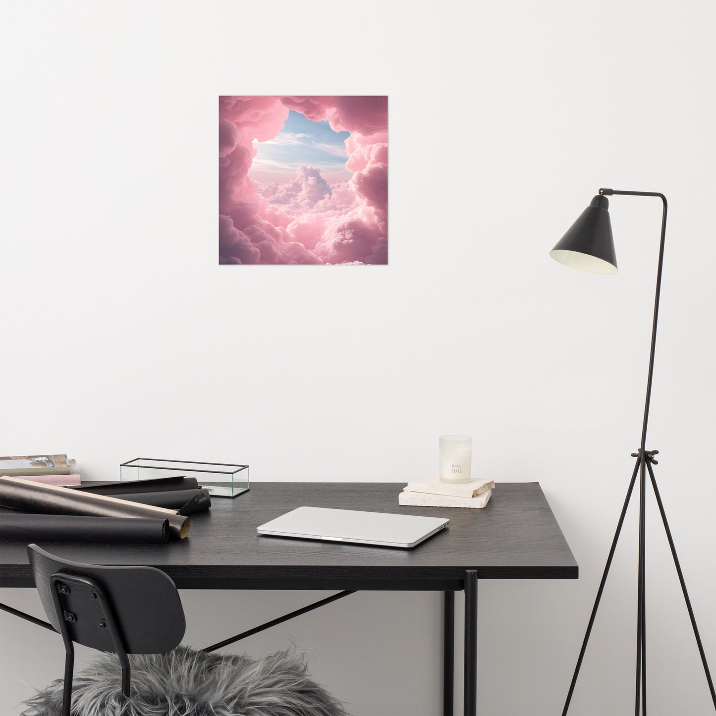 Lifestyle Image: 18x18 Pink Aesthetic Poster hanging on a wall in a stylish room