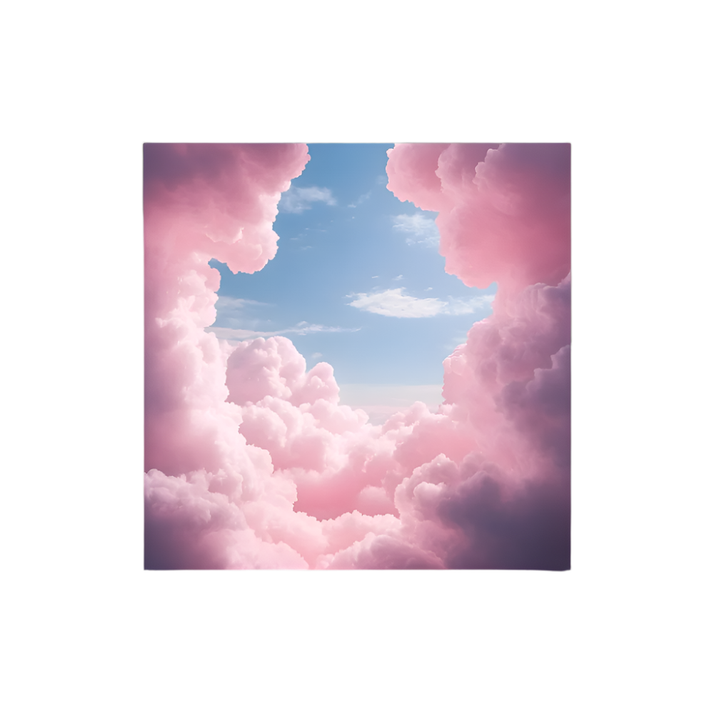 Close-Up of Design: Detailed view of Pink Cloud formations on the Aesthetic Poster