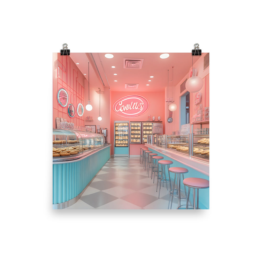 Close-Up of Design: Detailed view of the Cookie Shop Illustration on the Aesthetic Poster