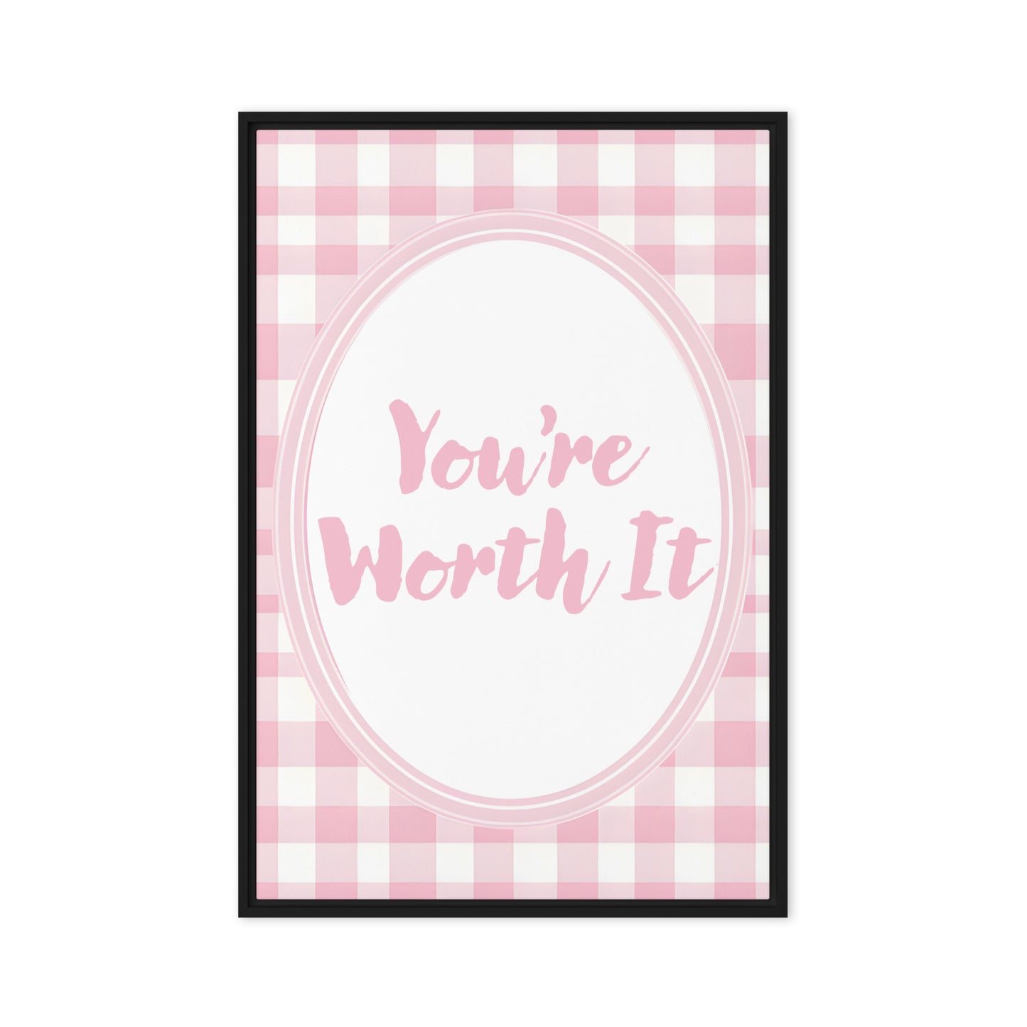 Front View Image: 20x30 You Are Enough Valentine's Day Pink Inspirational Quote Framed Canvas