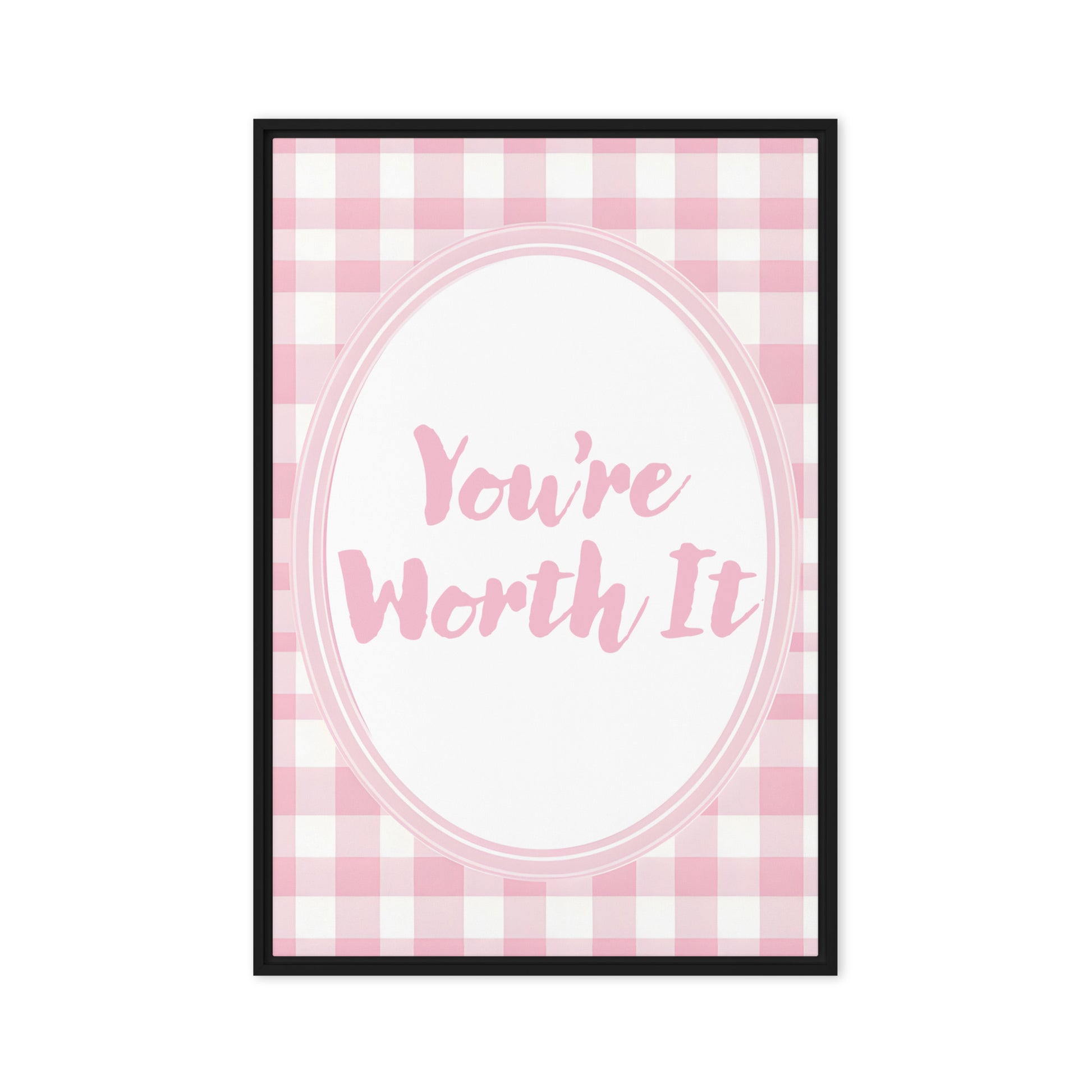 Front View Image: 20x30 You Are Enough Valentine's Day Pink Inspirational Quote Framed Canvas