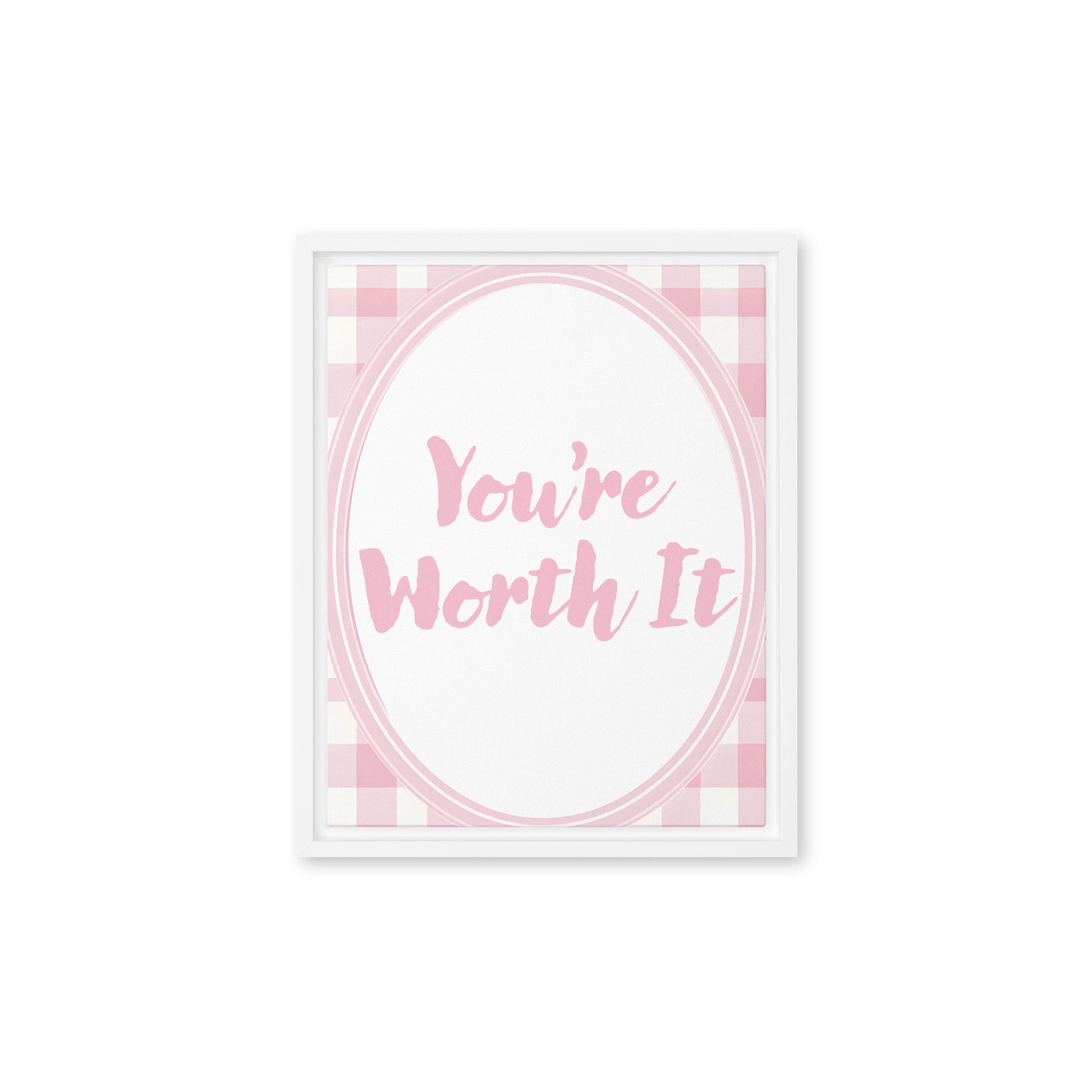 Front View Image: 11x14 You Are Enough Valentine's Day Pink Inspirational Quote Framed Canvas