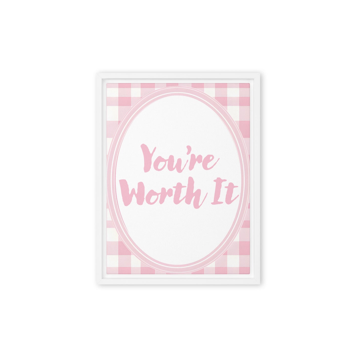 Front View Image: 12x16 You Are Enough Valentine's Day Pink Inspirational Quote Framed Canvas