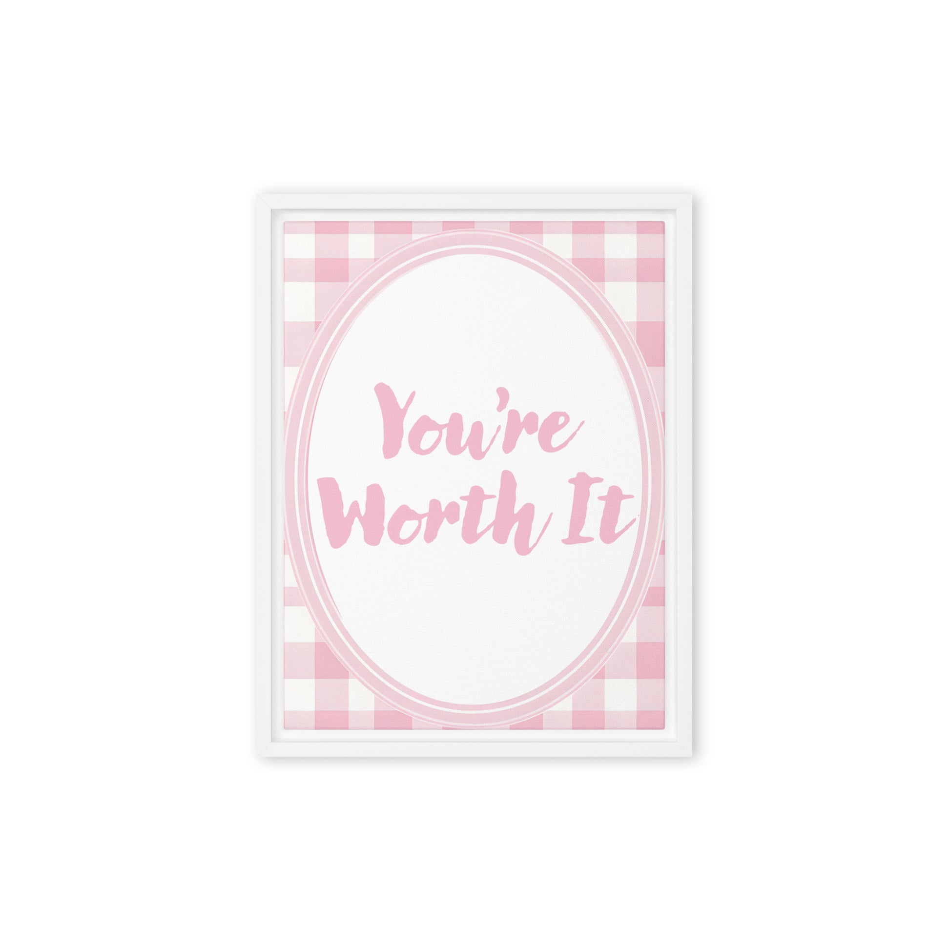 Front View Image: 12x16 You Are Enough Valentine's Day Pink Inspirational Quote Framed Canvas