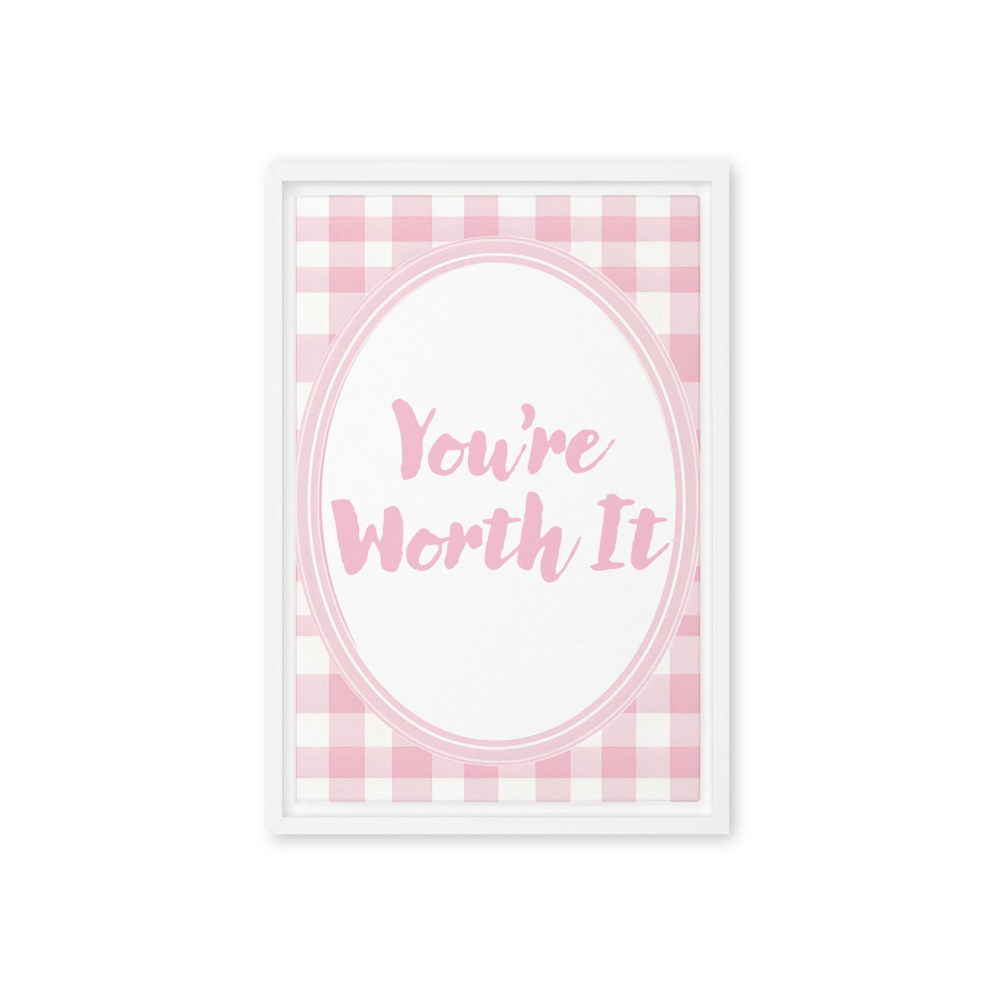 Front View Image: 12x18 You Are Enough Valentine's Day Pink Inspirational Quote Framed Canvas