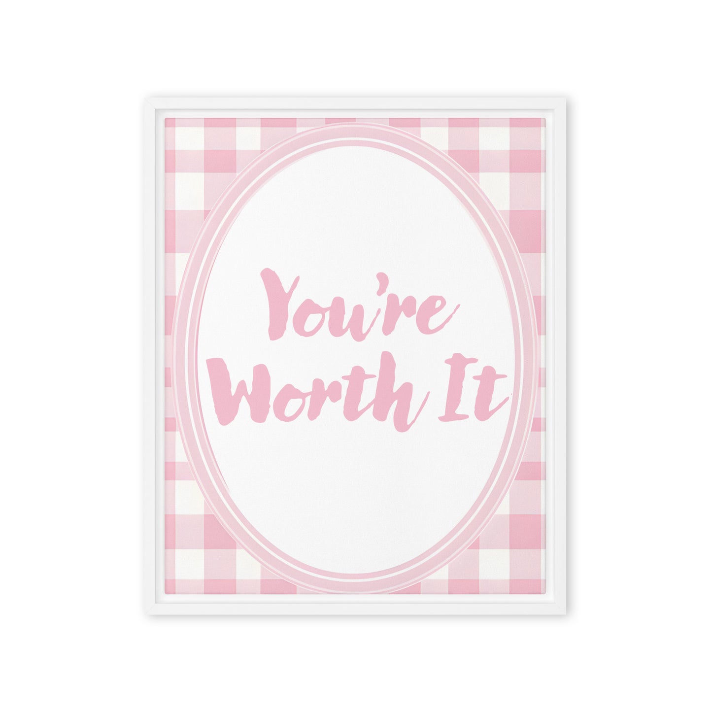 Front View Image: 16x20 You Are Enough Valentine's Day Pink Inspirational Quote Framed Canvas