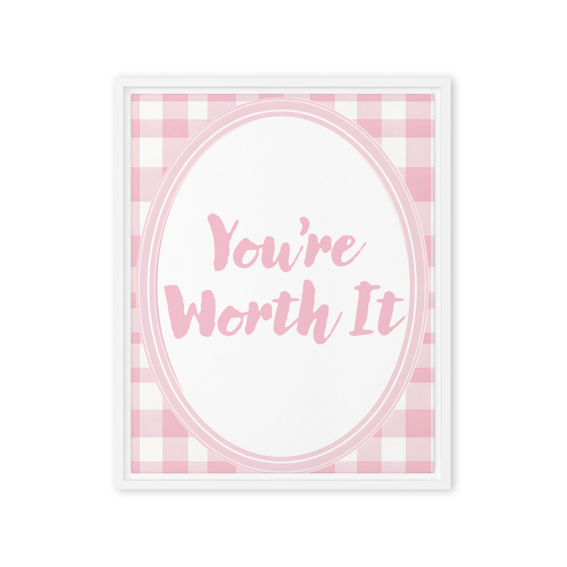 Front View Image: 16x20 You Are Enough Valentine's Day Pink Inspirational Quote Framed Canvas