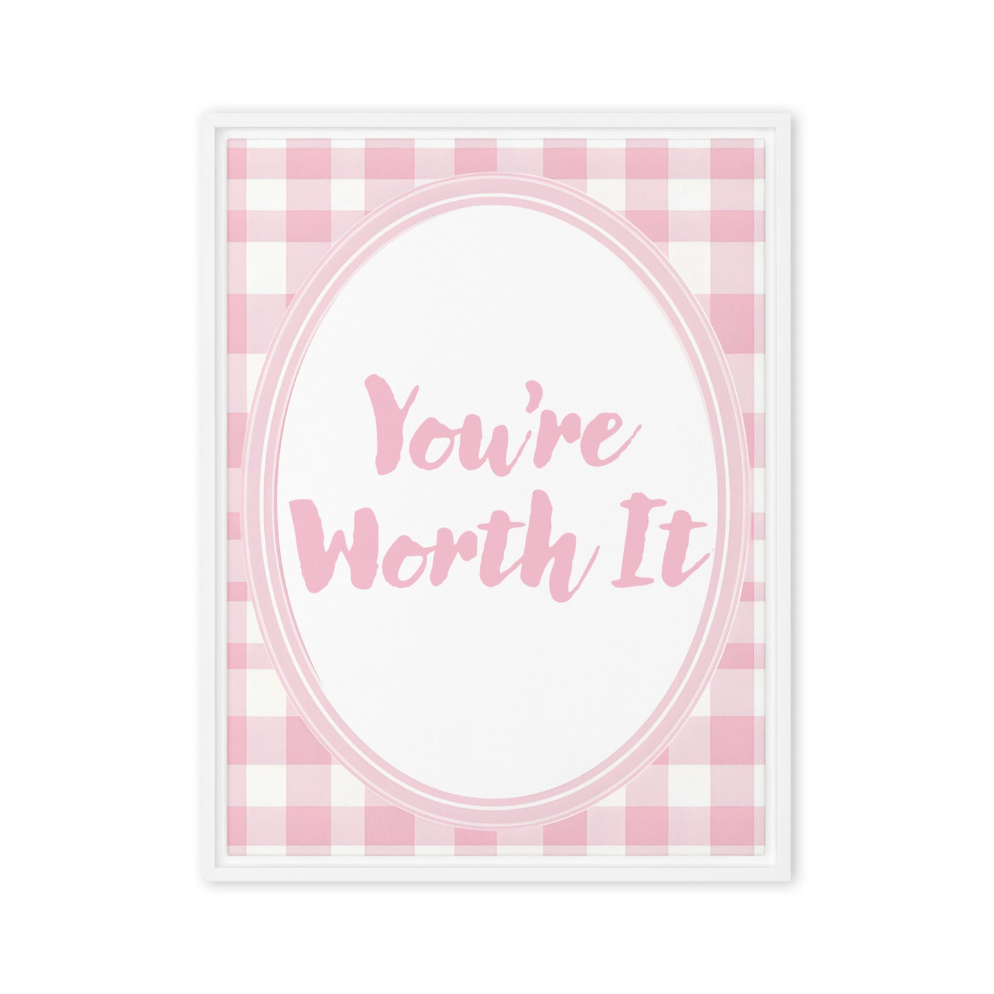 Front View Image: 18x24 You Are Enough Valentine's Day Pink Inspirational Quote Framed Canvas