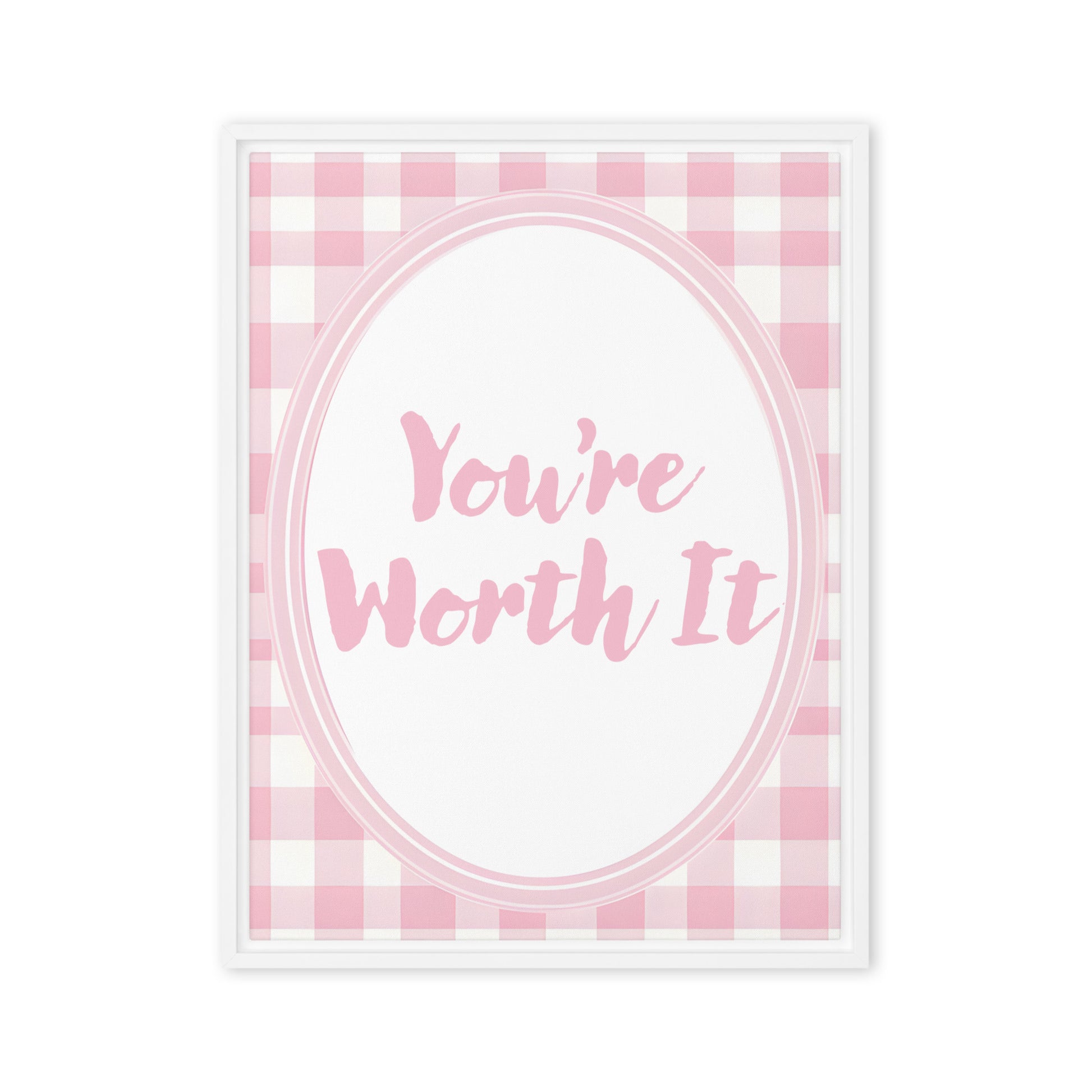 Front View Image: 18x24 You Are Enough Valentine's Day Pink Inspirational Quote Framed Canvas