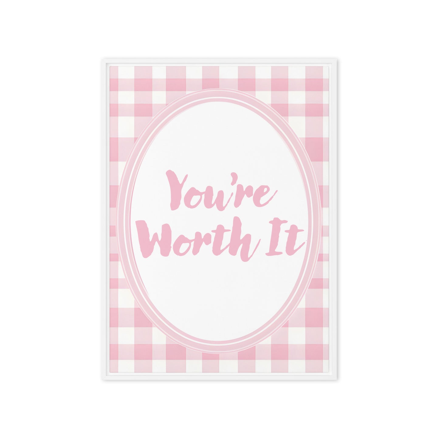 Front View Image: 20x28 You Are Enough Valentine's Day Pink Inspirational Quote Framed Canvas