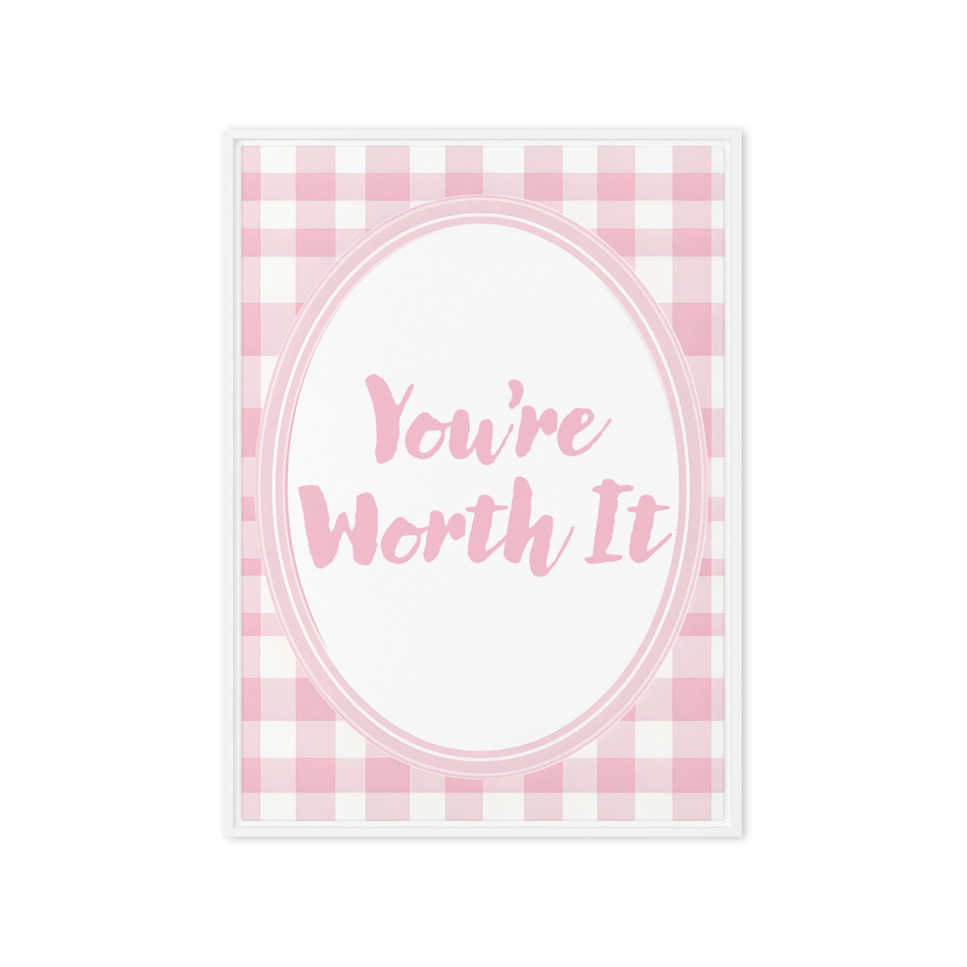 Front View Image: 20x28 You Are Enough Valentine's Day Pink Inspirational Quote Framed Canvas