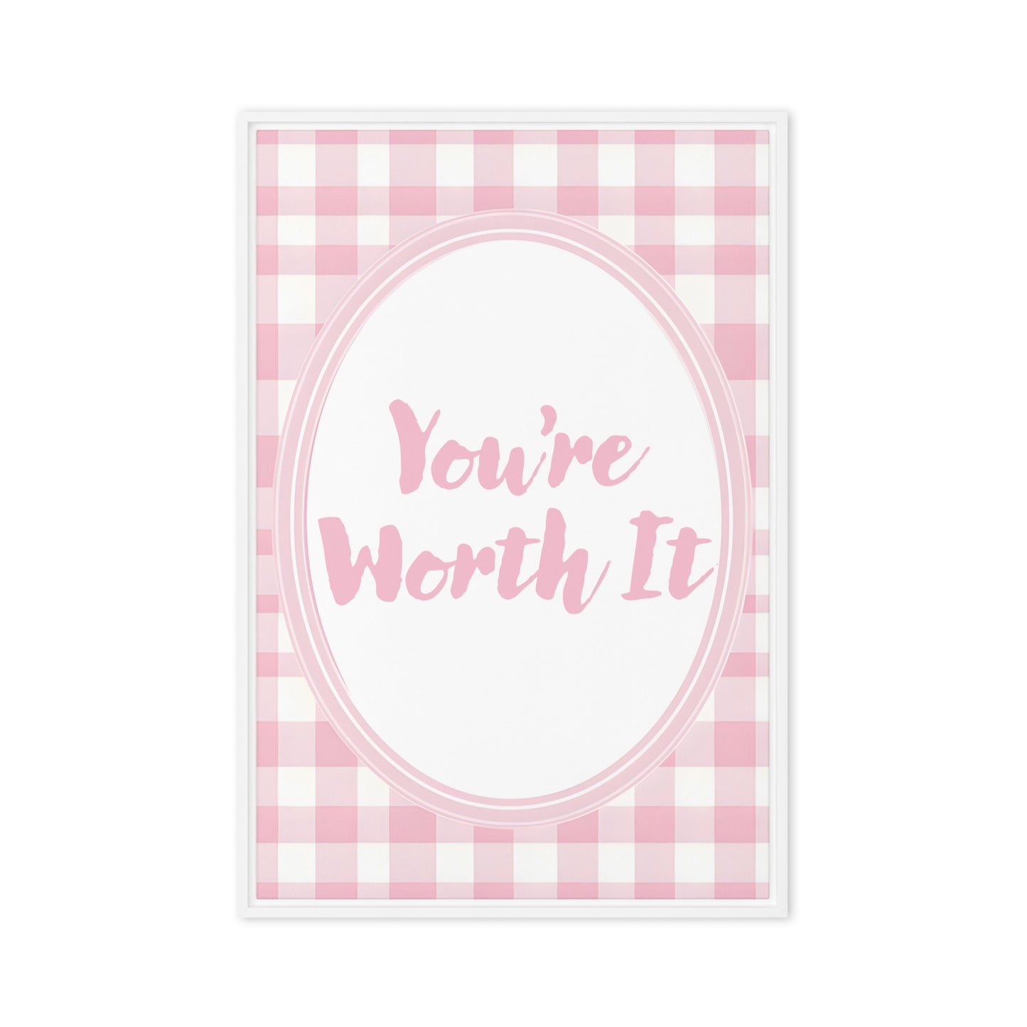 Front View Image: 20x30 You Are Enough Valentine's Day Pink Inspirational Quote Framed Canvas