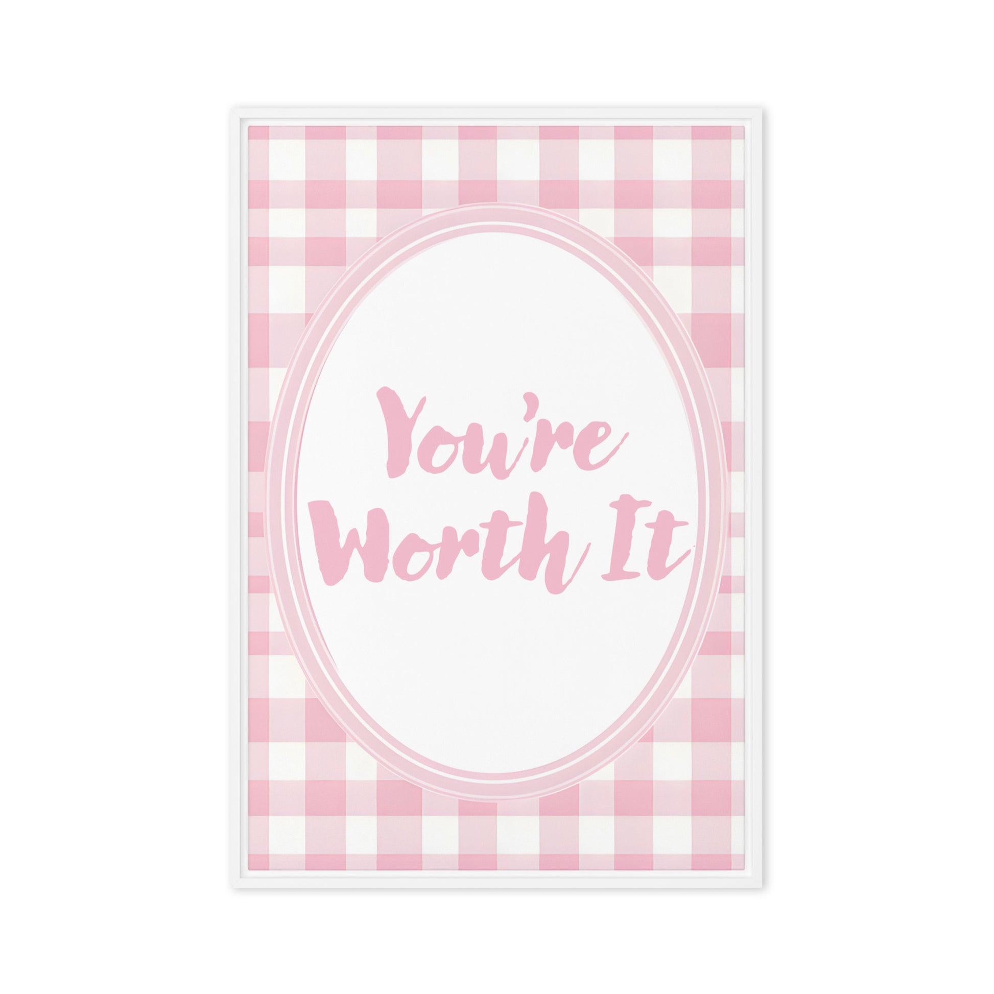 Front View Image: 20x30 You Are Enough Valentine's Day Pink Inspirational Quote Framed Canvas