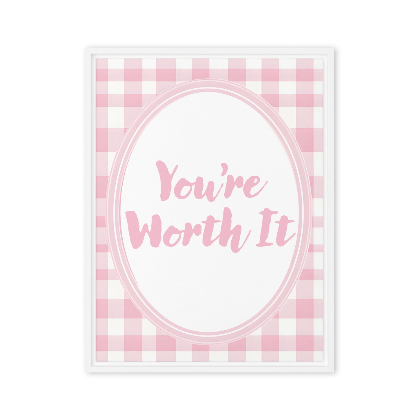 Front View Image: 24x32 You Are Enough Valentine's Day Pink Inspirational Quote Framed Canvas