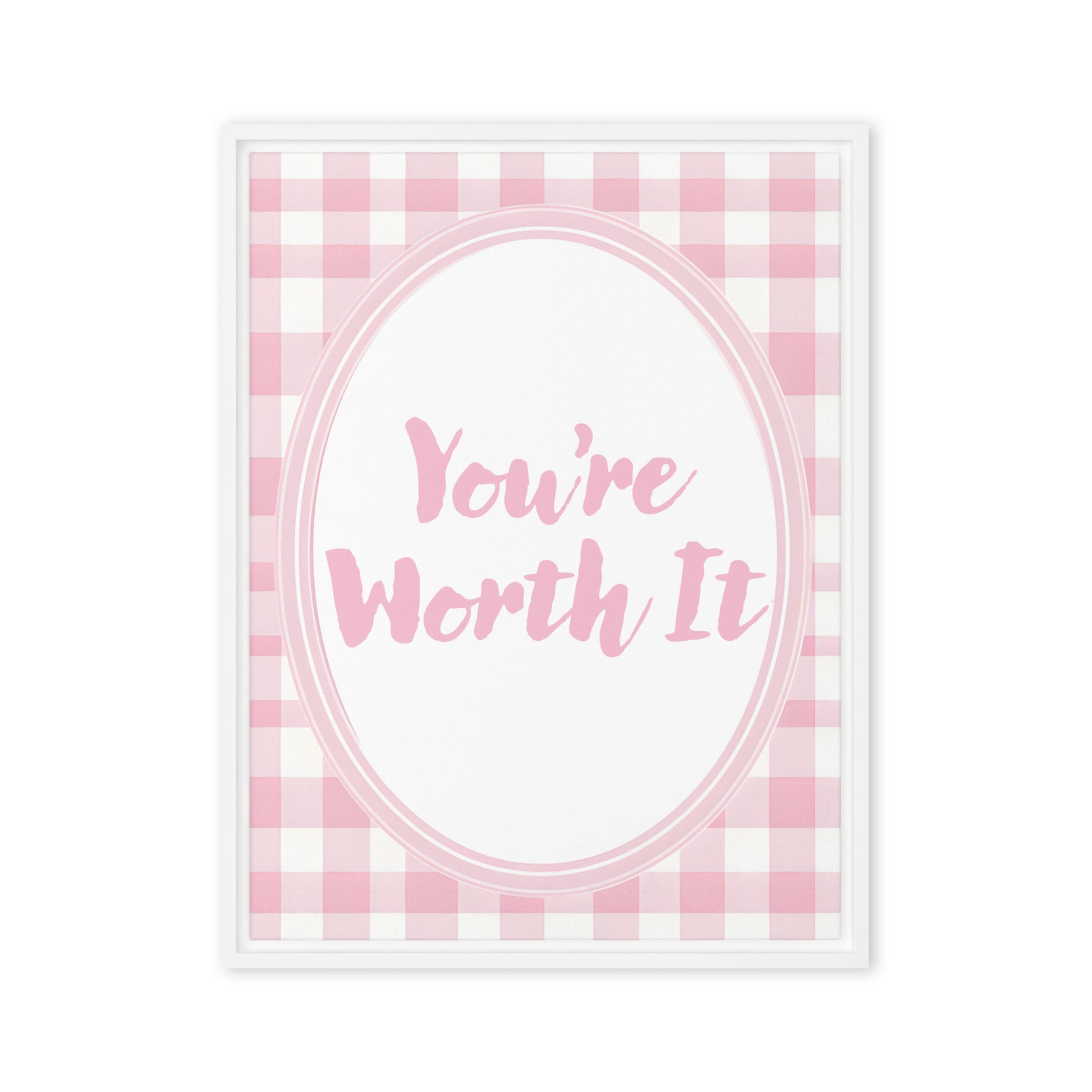 Front View Image: 24x32 You Are Enough Valentine's Day Pink Inspirational Quote Framed Canvas