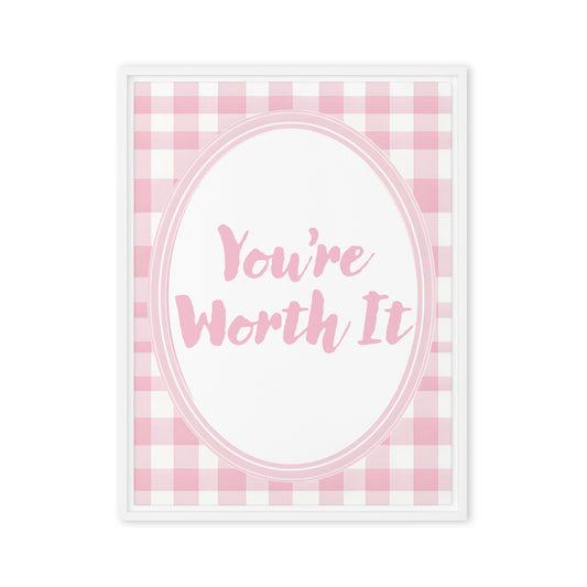 Front View Image: 24x32 You Are Enough Valentine's Day Pink Inspirational Quote Framed Canvas