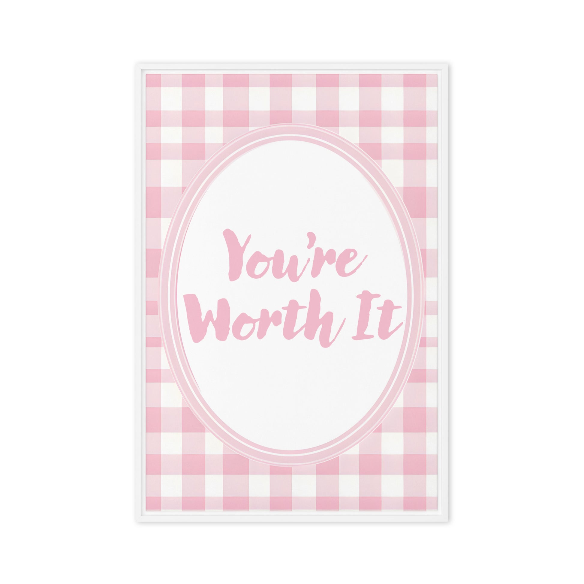 Front View Image: 24x36 You Are Enough Valentine's Day Pink Inspirational Quote Framed Canvas