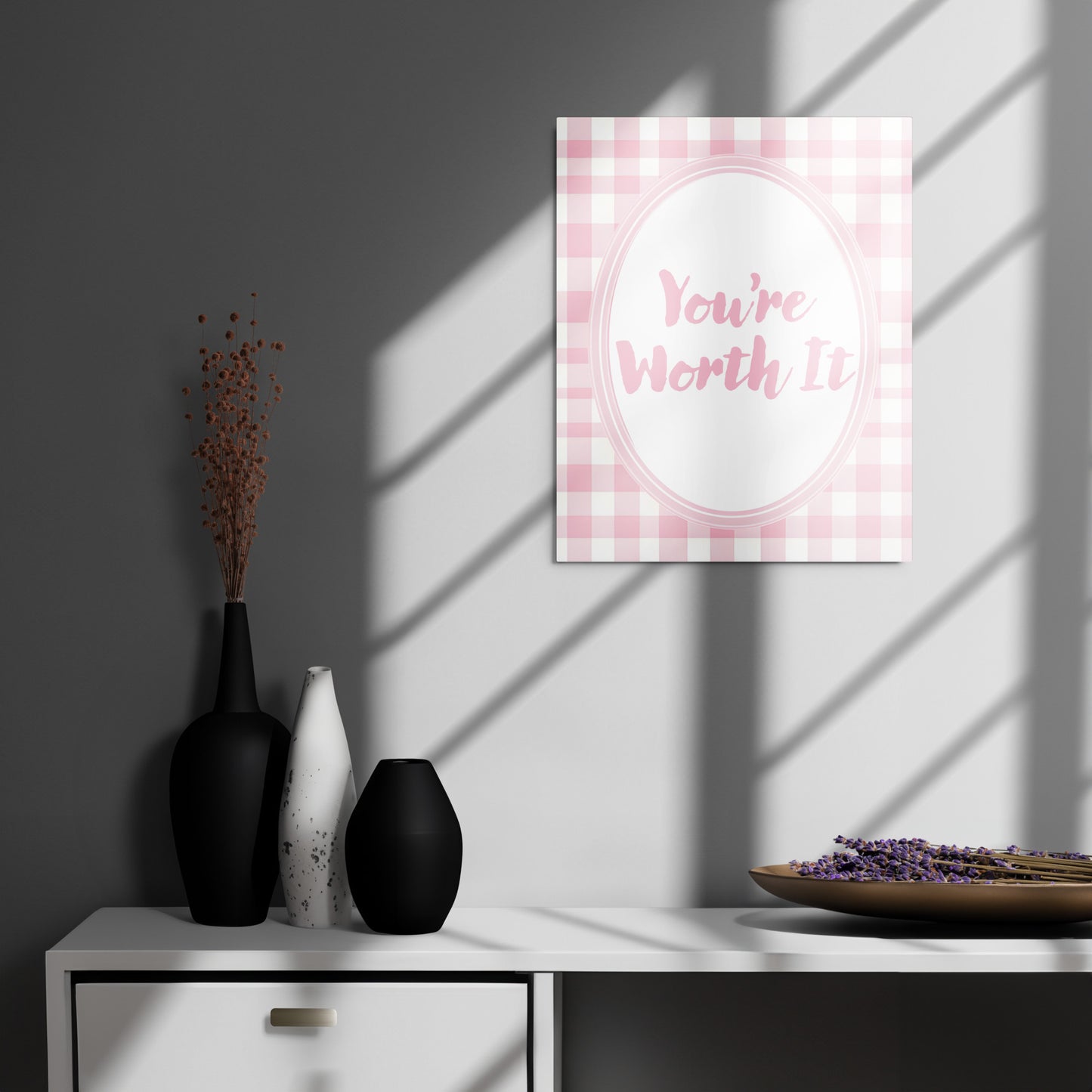 Front View Image: 16x20 You Are Enough Valentine's Day Pink Inspirational Quote Metal Print