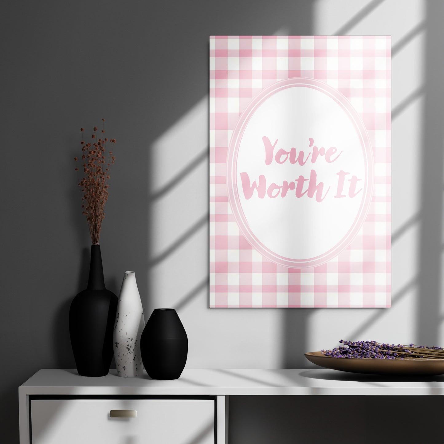 Front View Image: 20x30 You Are Enough Valentine's Day Pink Inspirational Quote Metal Print