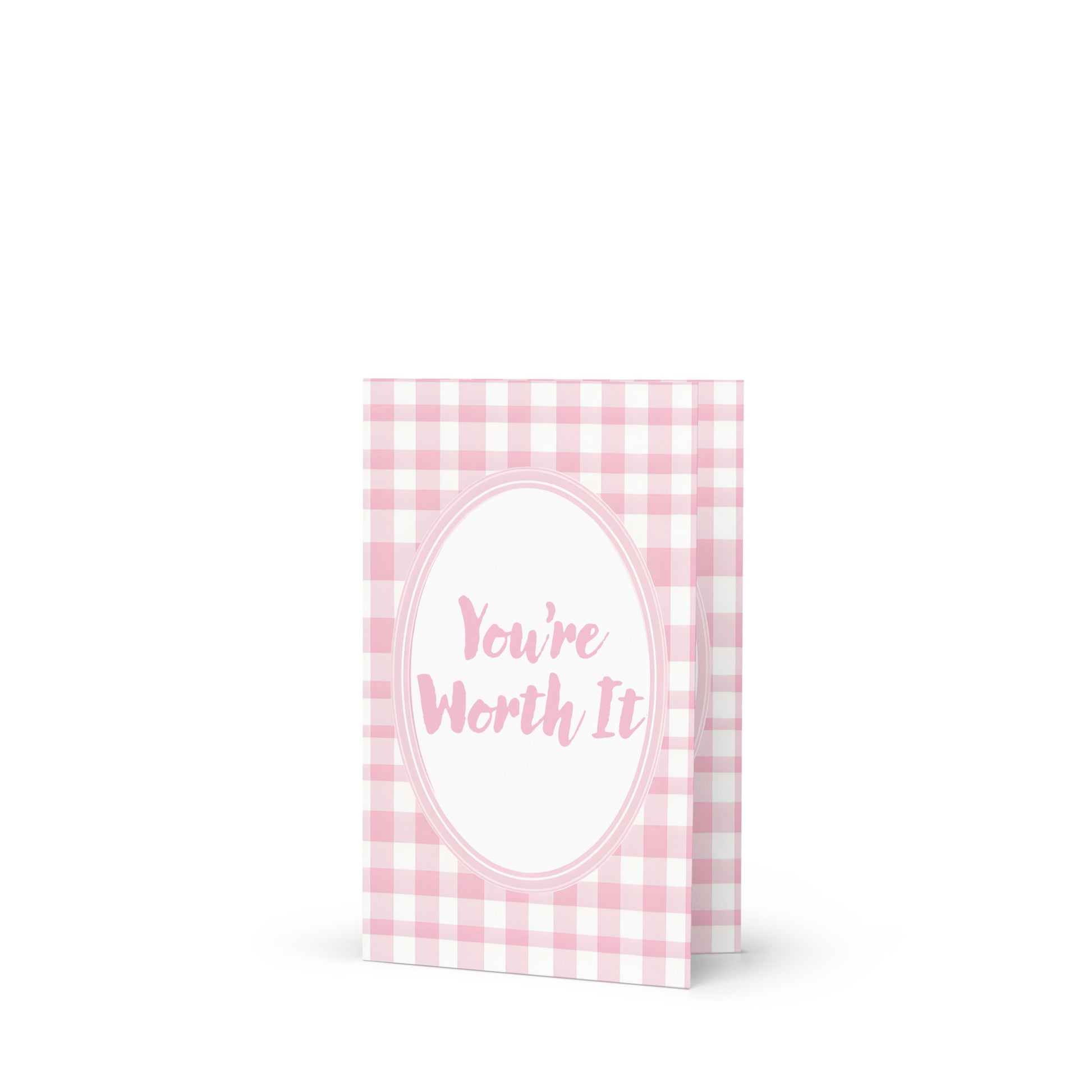 Detail View Image: You're Worth It Valentine's Day Pink Inspirational Quote Greeting Card