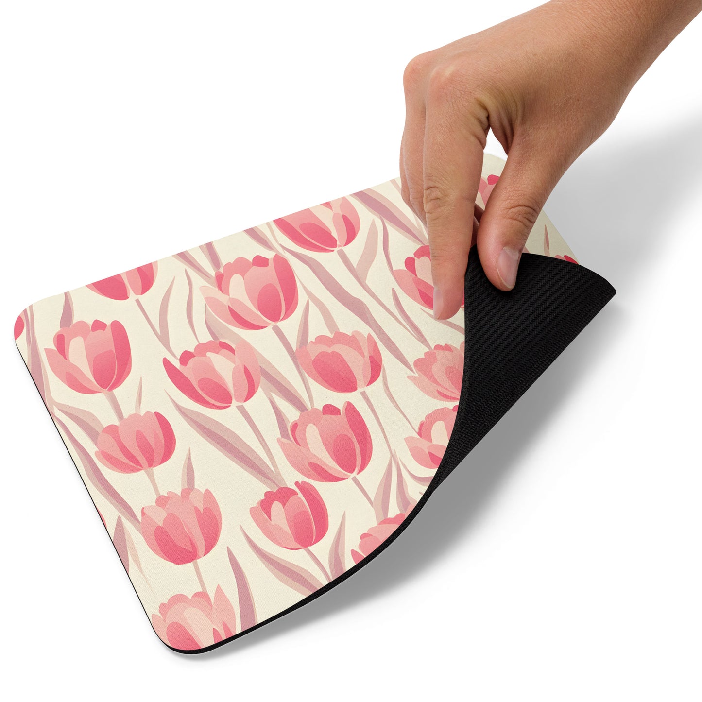 detail of Block Print Tulip Pattern on Mousepad