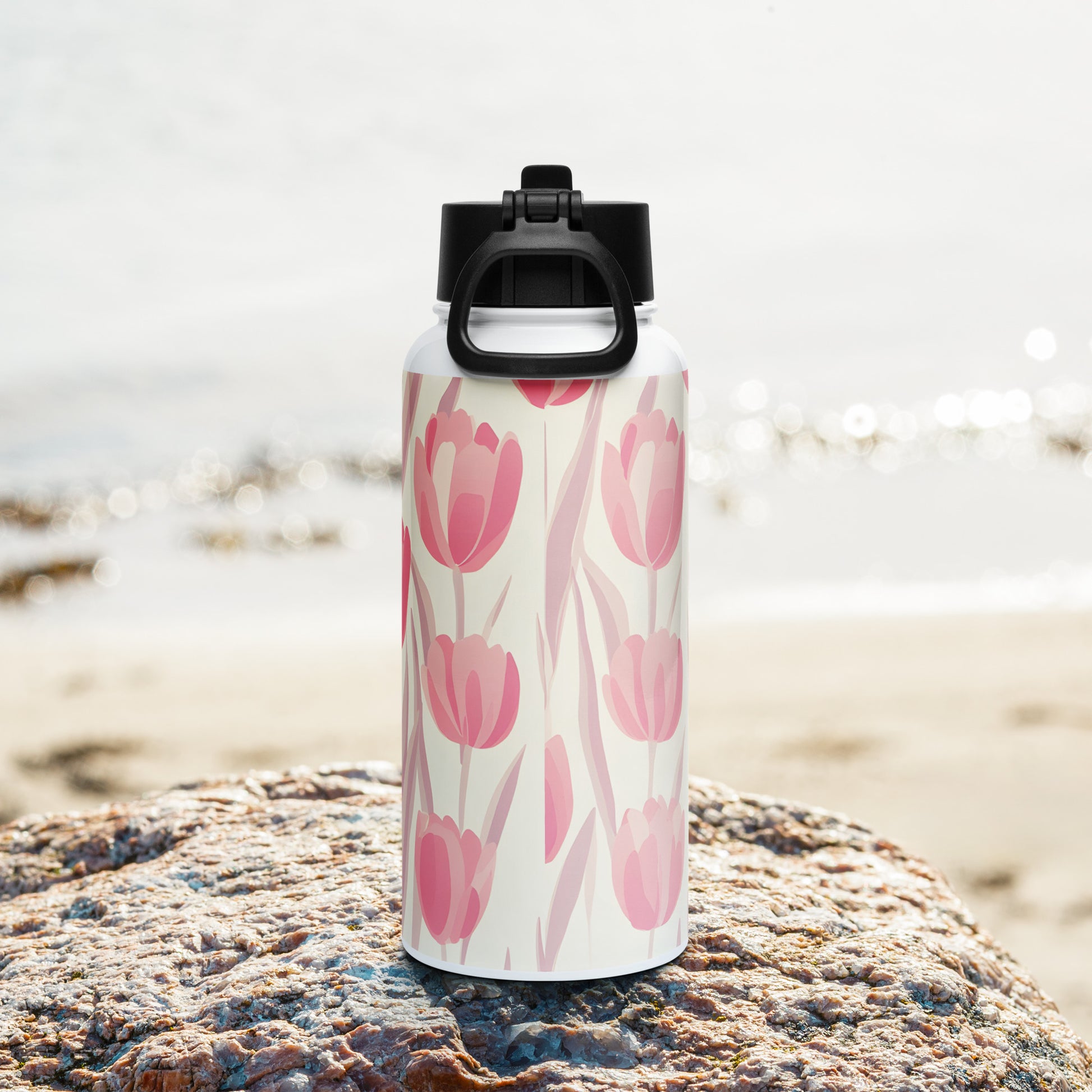 Lifestyle Image: Feminine Pink Aesthetic Stainless Steel Water Bottle